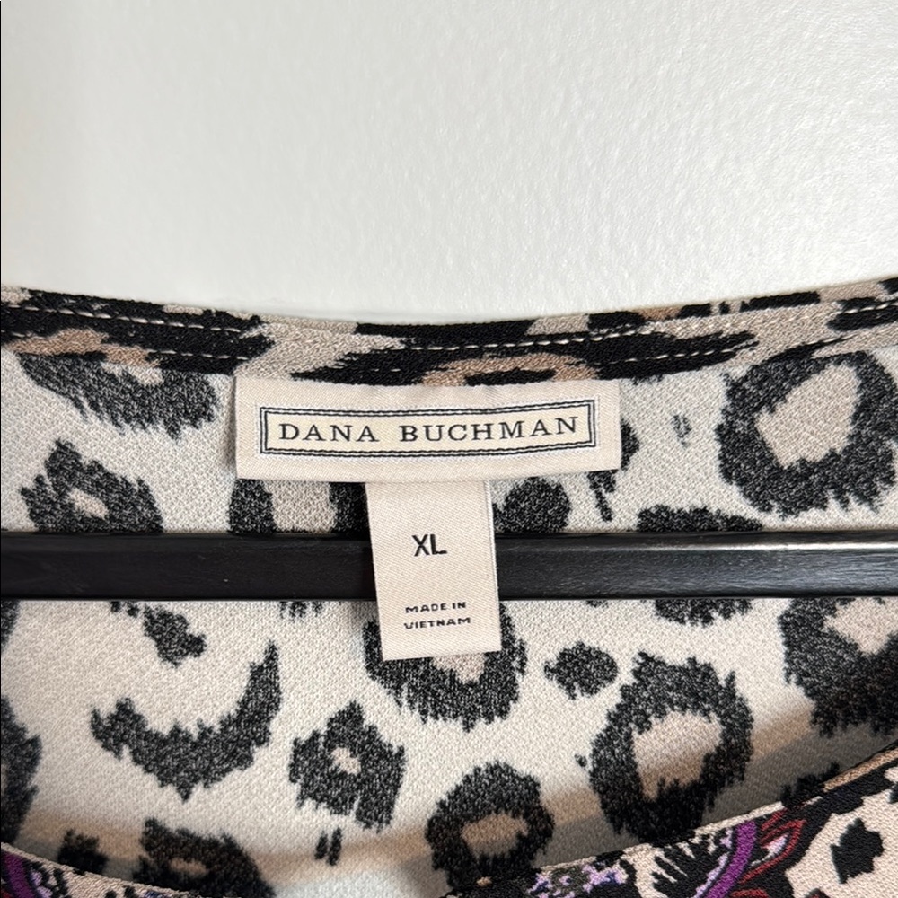 NWT DANA BUCHMAN Leopard Print Dress with Purple Accents XL - Picture 2 of 6